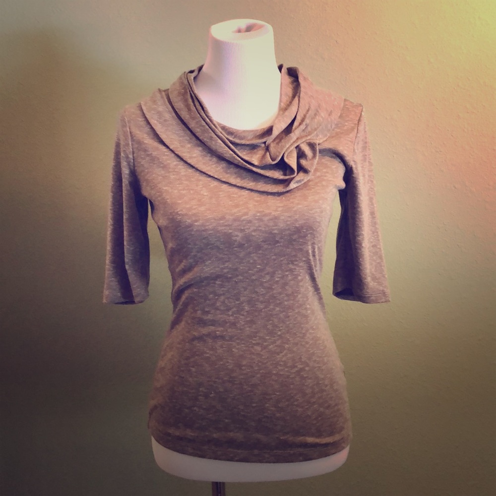 Anthropologie Deletta heather ruffled cowl top S